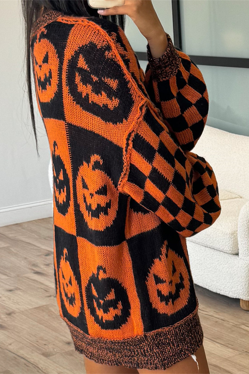 Suéteres casuales de cuello redondo con contraste y tejido de bloques de color