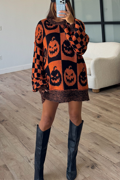 Suéteres casuales de cuello redondo con contraste y tejido de bloques de color