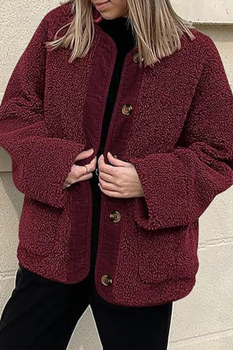 Prendas de abrigo informales con cuello redondo y bolsillos en contraste (6 colores)