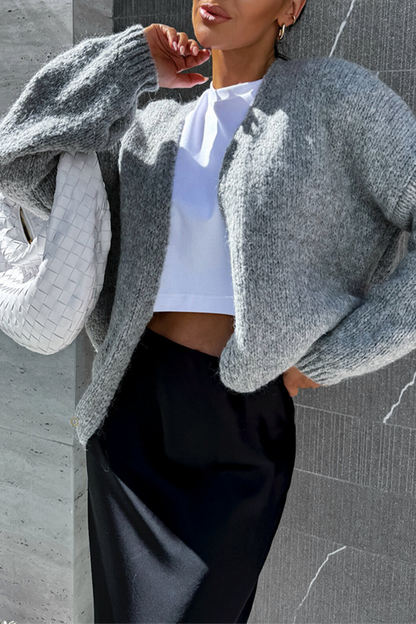 Prendas de abrigo informales con cuello en V y parches de colores sólidos (4 colores)