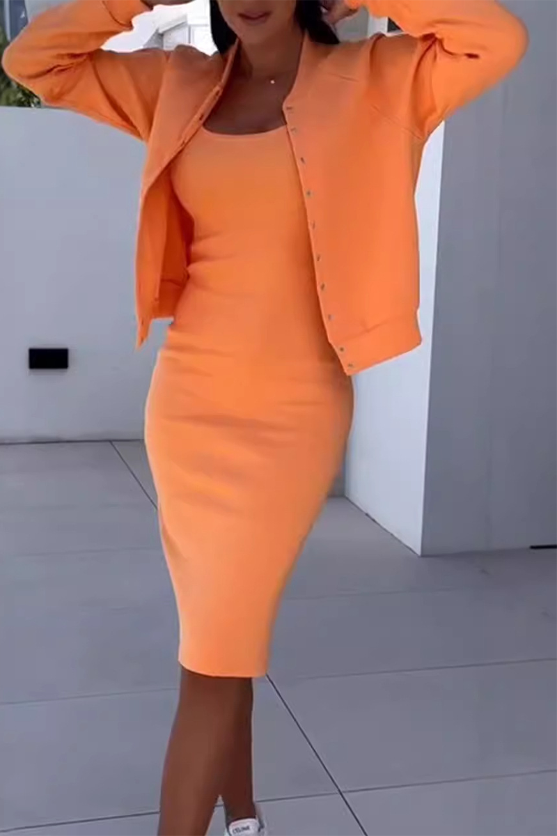 Conjunto informal de dos piezas con botones y patchwork, manga larga (5 colores)