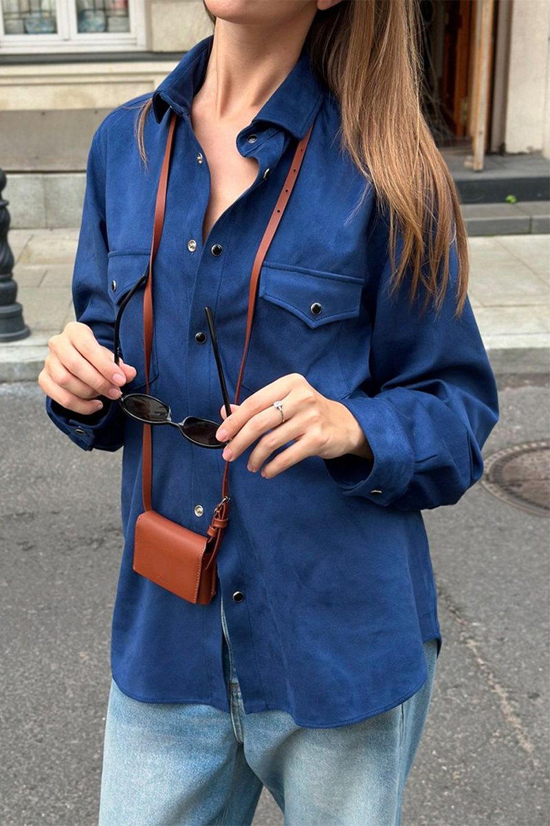 Blusas casuales de cuello vuelto con botones para uso diario