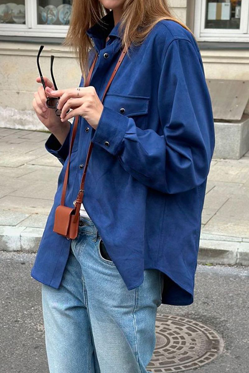 Blusas casuales de cuello vuelto con botones para uso diario