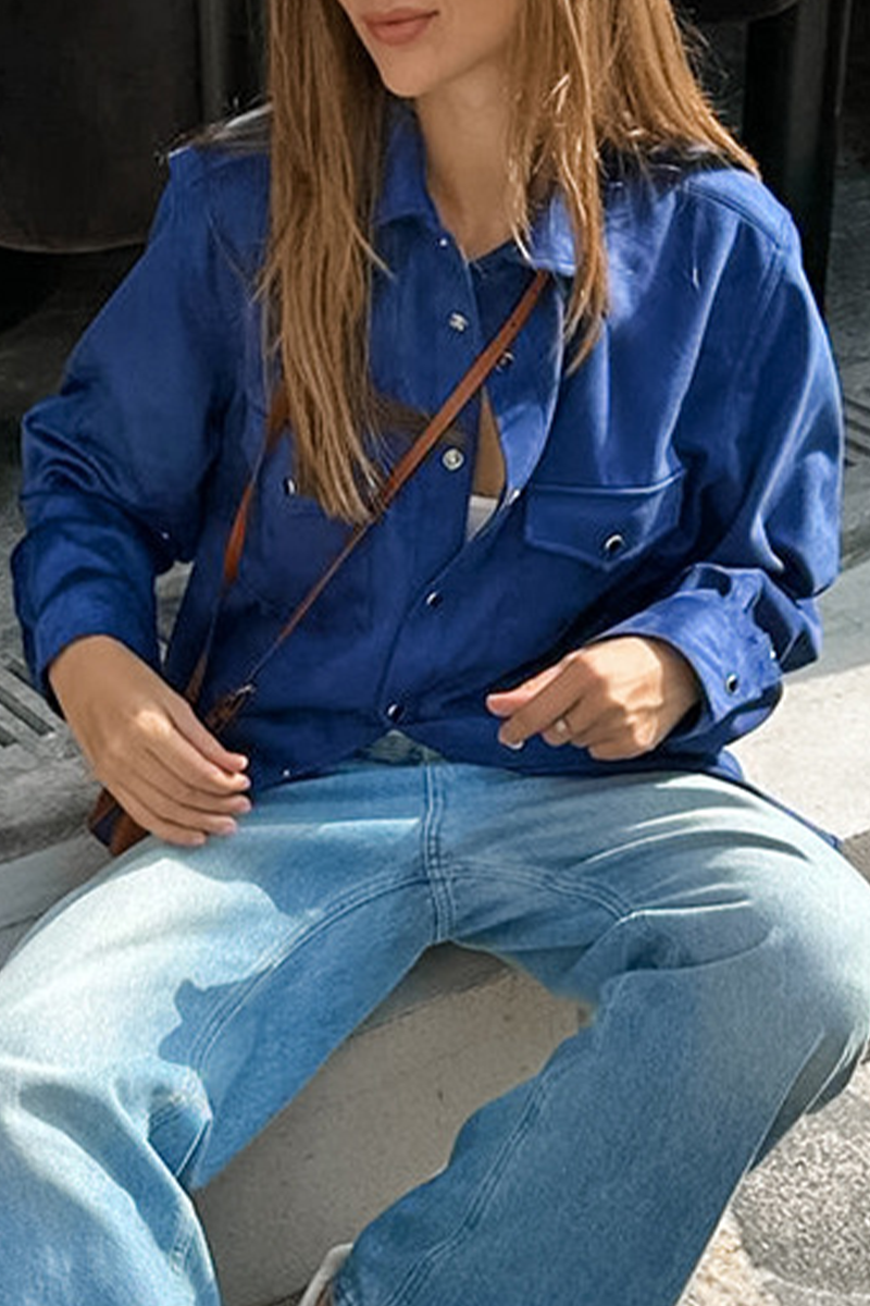 Blusas casuales de cuello vuelto con botones para uso diario