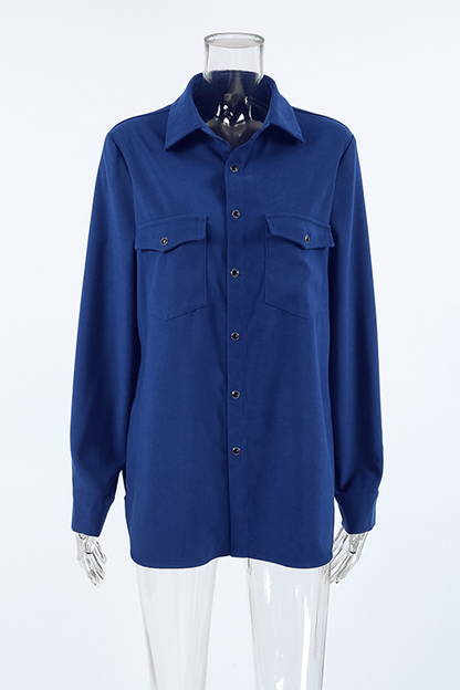 Blusas casuales de cuello vuelto con botones para uso diario