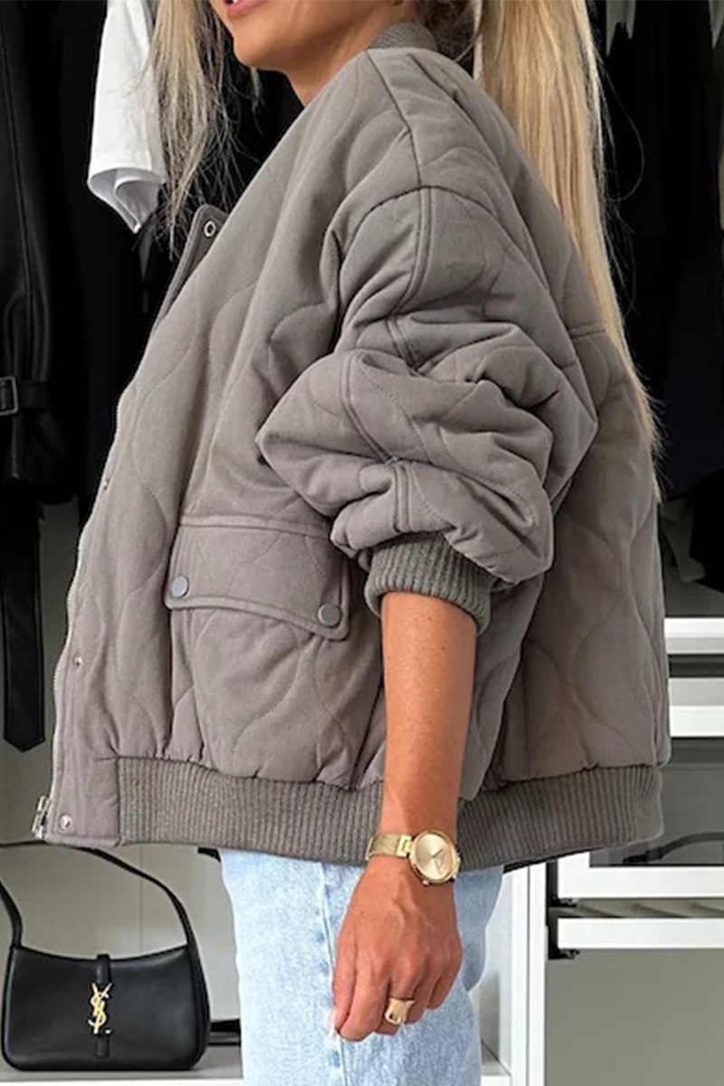 Prendas de abrigo informales con cuello redondo y botones de bolsillo (3 colores)
