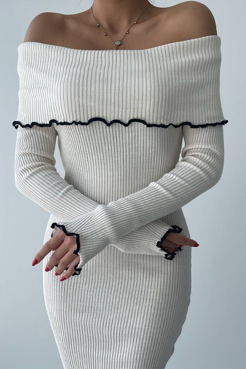 Vestidos sexis de un solo paso con hombros descubiertos y diseño de patchwork en contraste