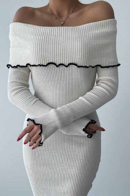 Vestidos sexis de un solo paso con hombros descubiertos y diseño de patchwork en contraste