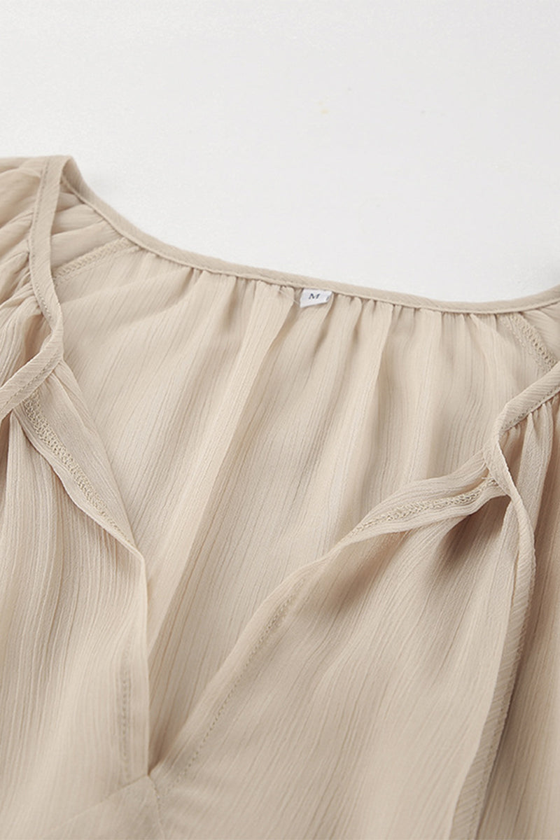 Vestidos sexys de corte A con escote en V y volantes transparentes