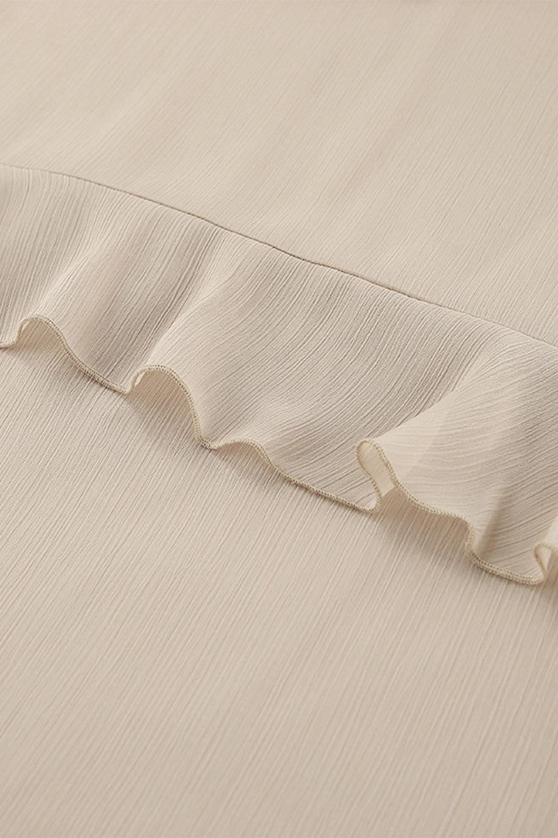 Vestidos sexys de corte A con escote en V y volantes transparentes