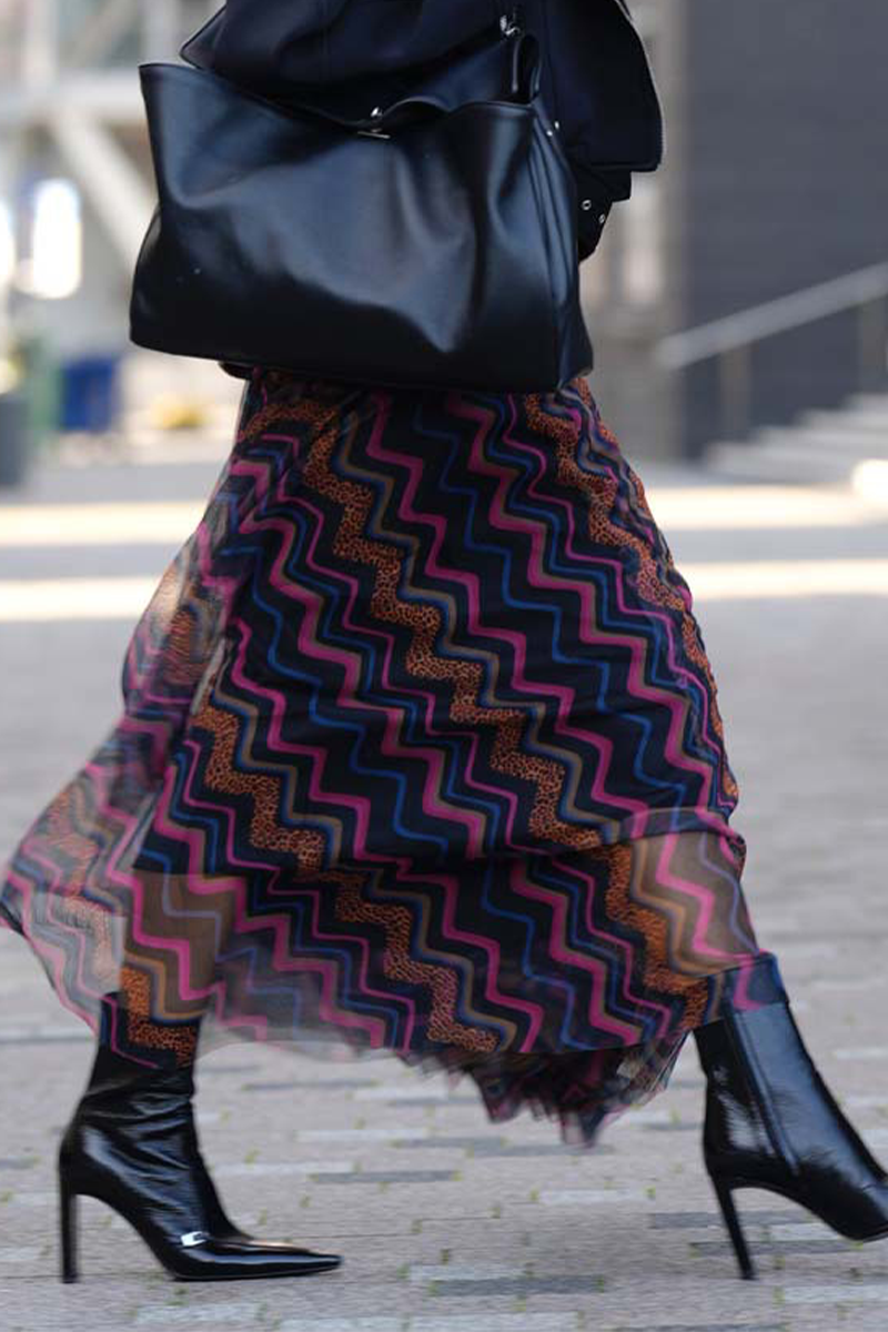 Pantalones casuales de cintura alta holgados con contraste de malla y rayas tipo A