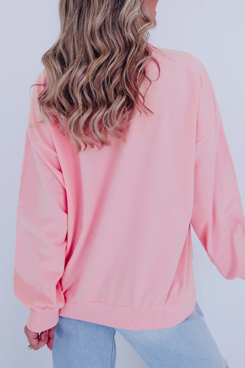 Casual Santa Letters Embroidered Sequins O Neck Sweats