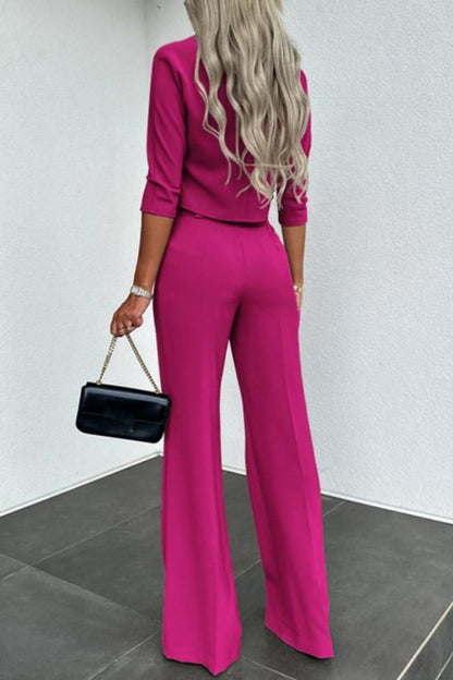 Conjunto informal básico de cuello alto, tres cuartos y dos piezas (6 colores)