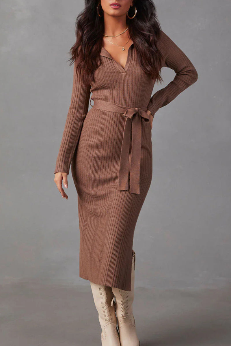 Vestidos casuales con falda cruzada y diseño de tiras con aberturas de patchwork (3 colores)