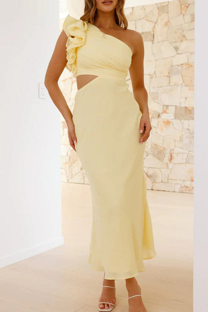 Vestidos sexis de una sola capa con hombros caídos y forma de flor irregular (6 colores)