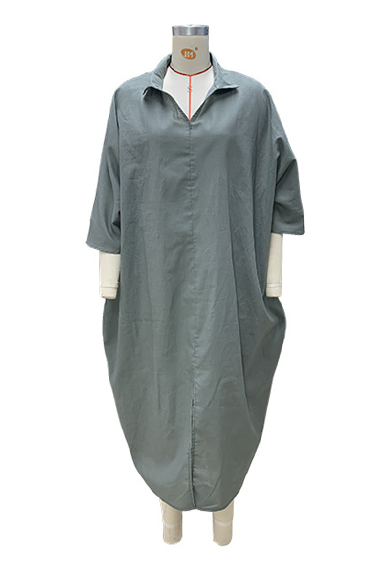 Vestidos casuales de manga larga con escote en V irregular y abertura