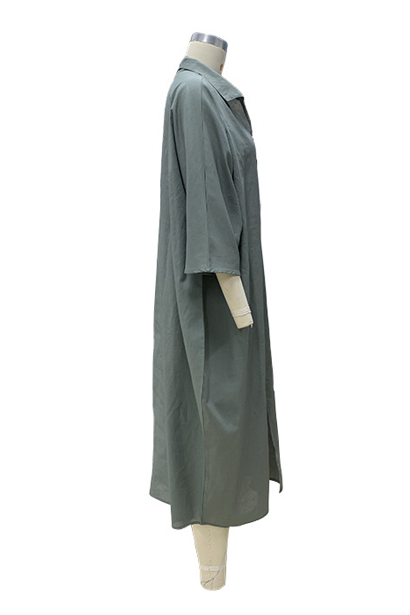 Vestidos casuales de manga larga con escote en V irregular y abertura