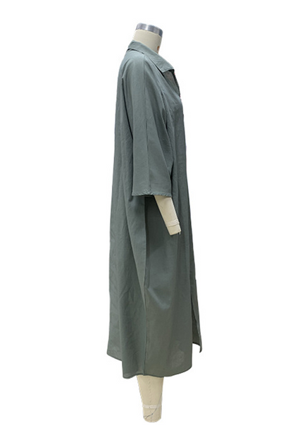 Vestidos casuales de manga larga con escote en V irregular y abertura