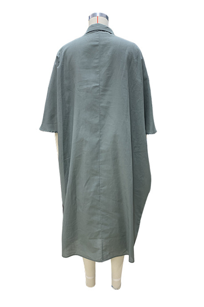 Vestidos casuales de manga larga con escote en V irregular y abertura