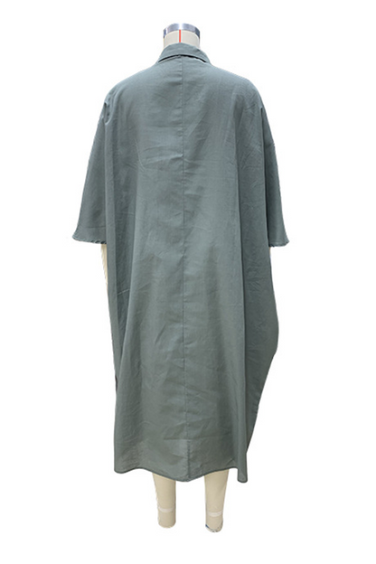 Vestidos casuales de manga larga con escote en V irregular y abertura