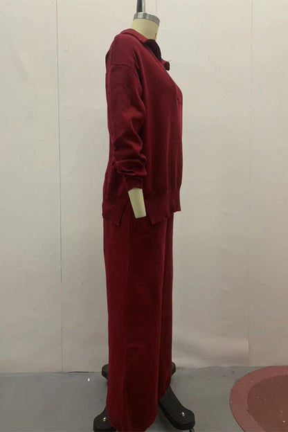 Conjunto informal de dos piezas con cuello vuelto, cremallera y retazos, manga larga (4 colores)