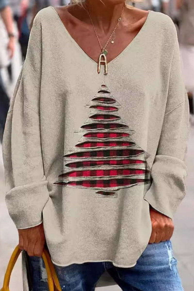 Tops básicos de cuello en V con estampado diario informal (3 colores)