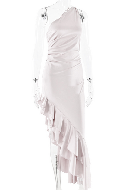 Vestidos sexis irregulares con volantes y hombros caídos