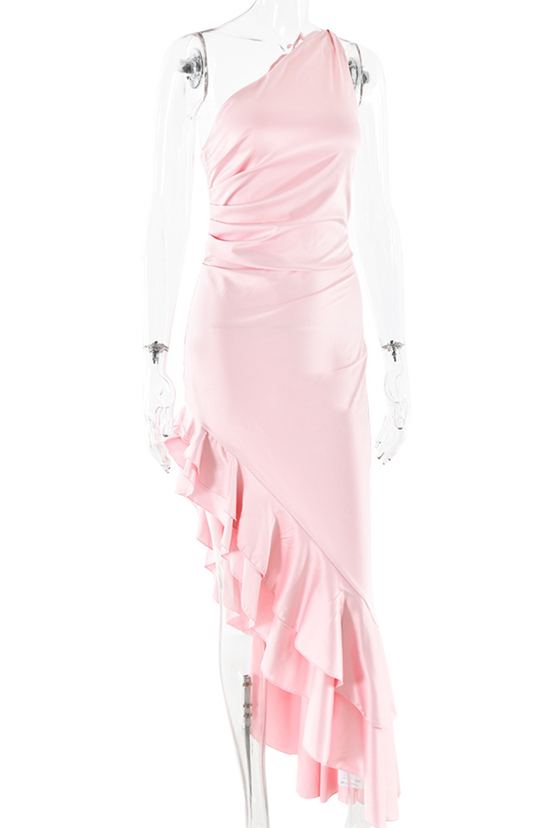 Vestidos sexis irregulares con volantes y hombros caídos