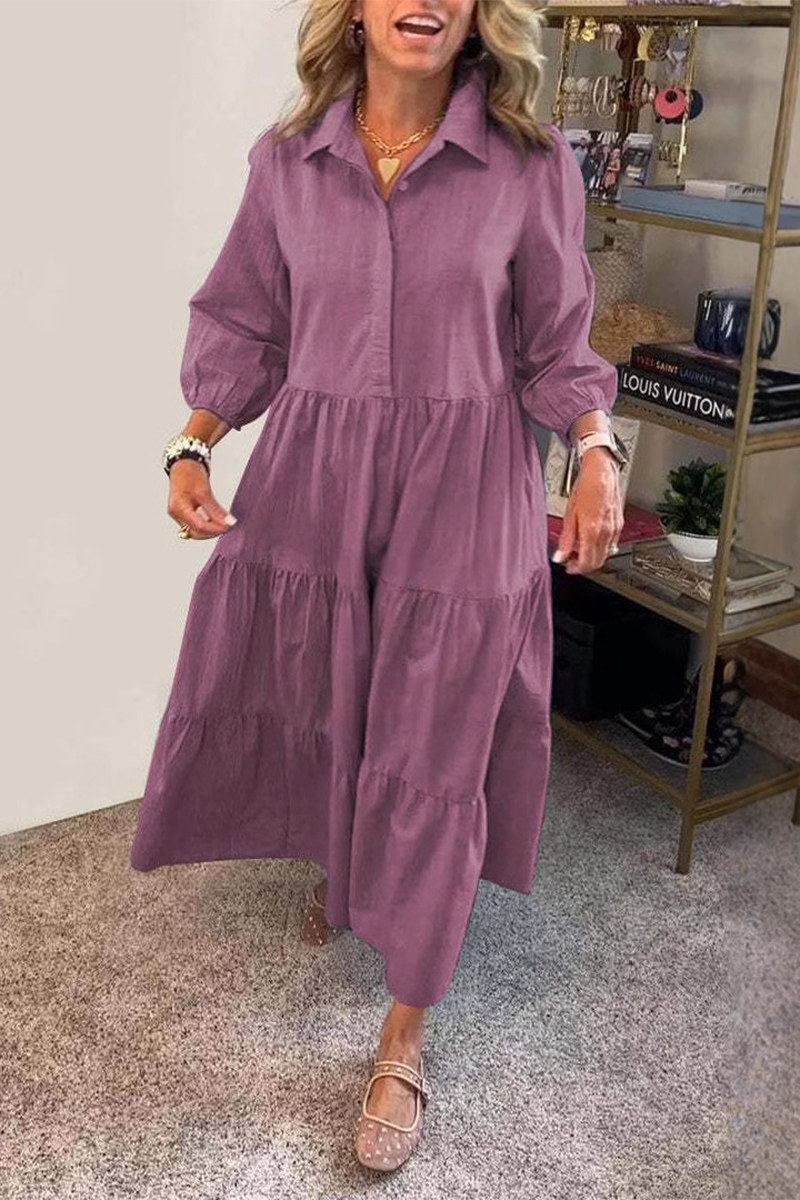 Vestidos casuales de corte A con botones y volantes (6 colores)