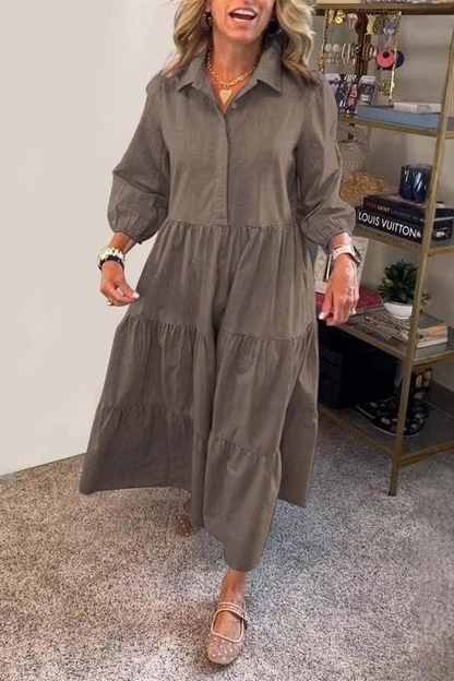 Vestidos casuales de corte A con botones y volantes (6 colores)