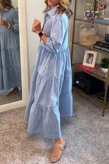 Vestidos casuales de corte A con botones y volantes (6 colores)