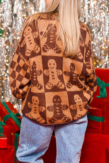 Suéteres de cuello redondo con contraste de patchwork a cuadros