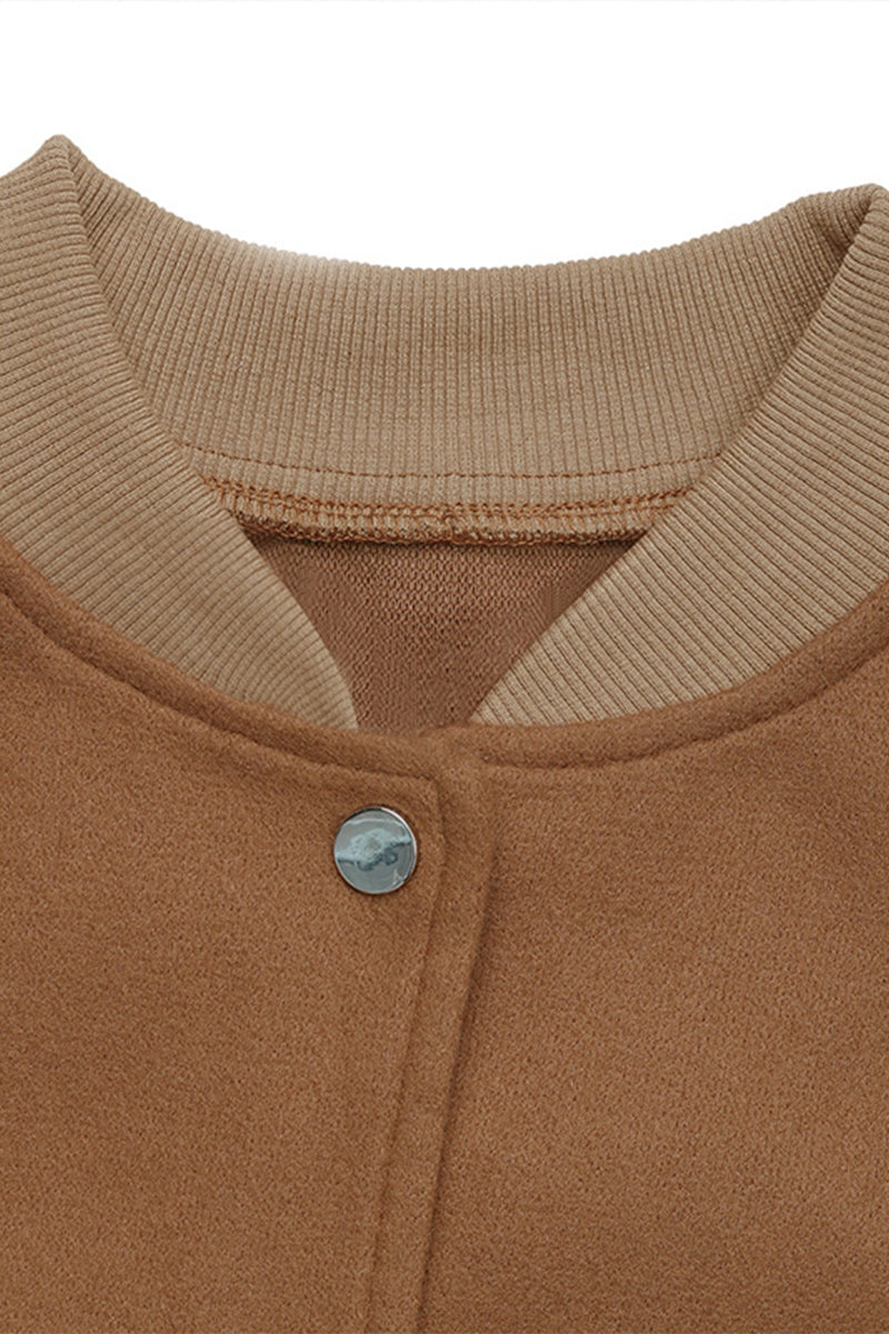Casual Pocket Buttons O Neck Outerwear