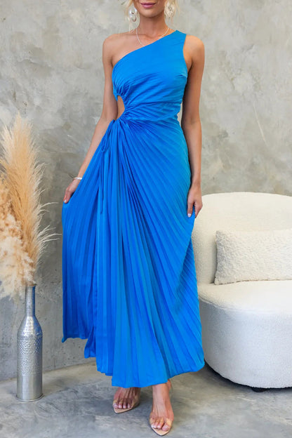 Vestidos plisados sexys con cordón ajustable y hombros caídos (4 colores)