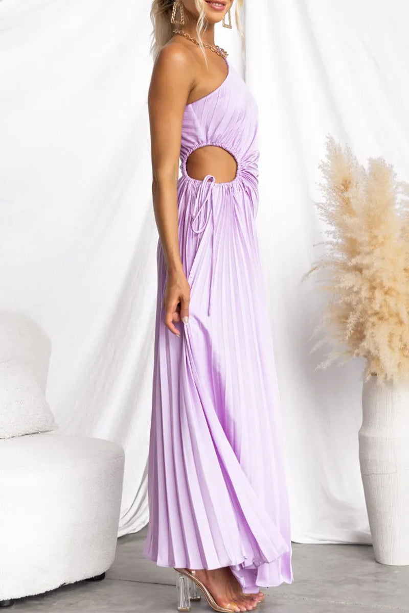 Vestidos plisados sexys con cordón ajustable y hombros caídos (4 colores)