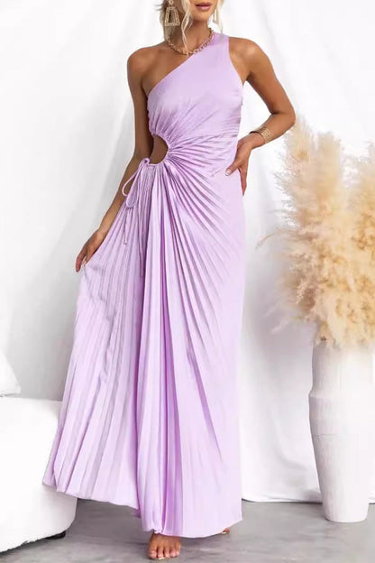 Vestidos plisados sexys con cordón ajustable y hombros caídos (4 colores)