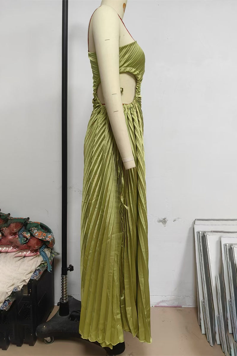 Vestidos plisados sexys con cordón ajustable y hombros caídos (4 colores)