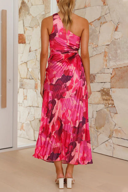 Vestido plisado con hombros descubiertos, estampado floral, sexy, con cordón ajustable (3 colores)