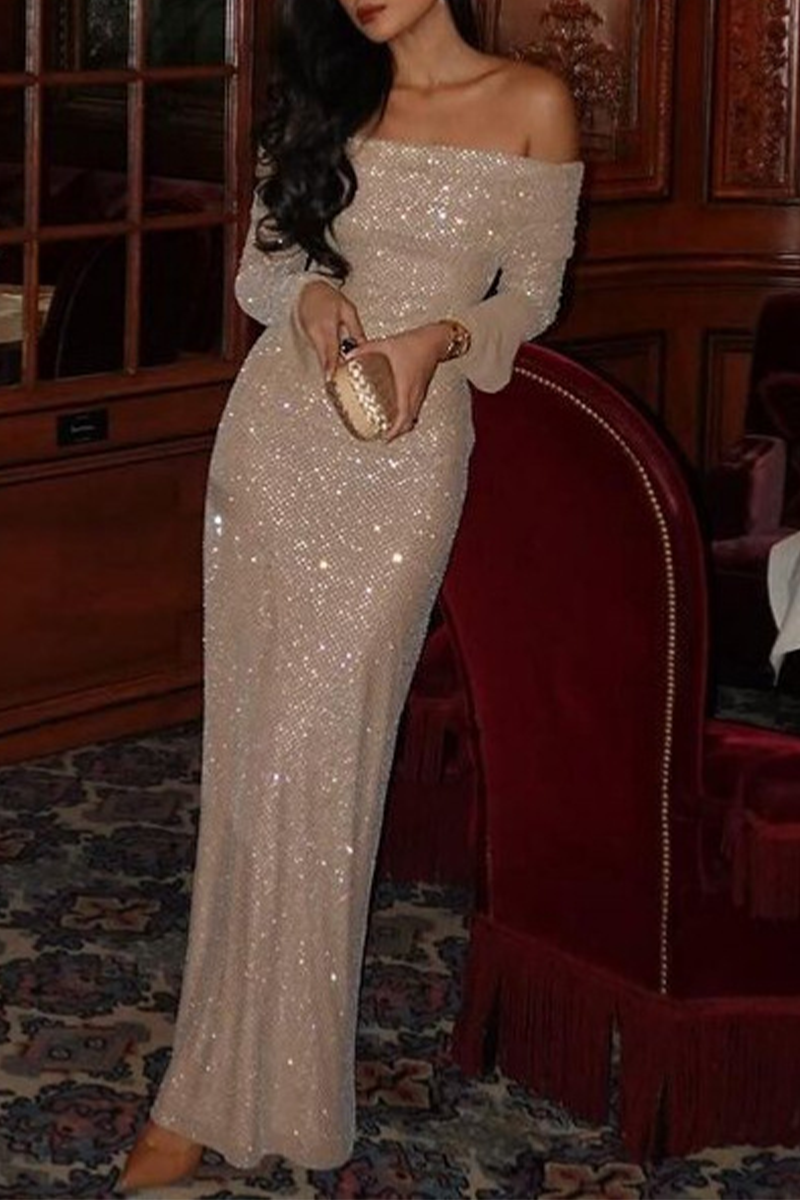 Vestidos de noche sexys con lentejuelas y hombros descubiertos (3 colores)