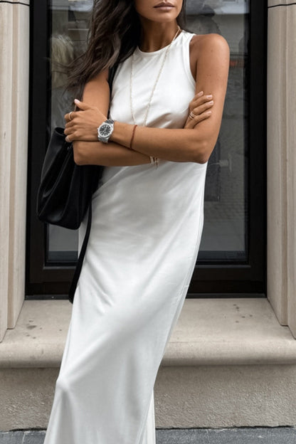 Vestidos casuales diarios sin mangas con cuello redondo