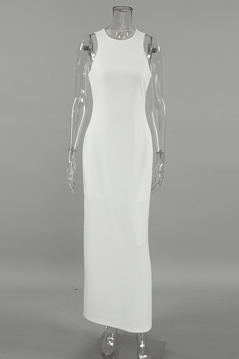 Vestidos casuales diarios sin mangas con cuello redondo