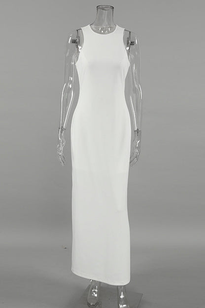 Vestidos casuales diarios sin mangas con cuello redondo