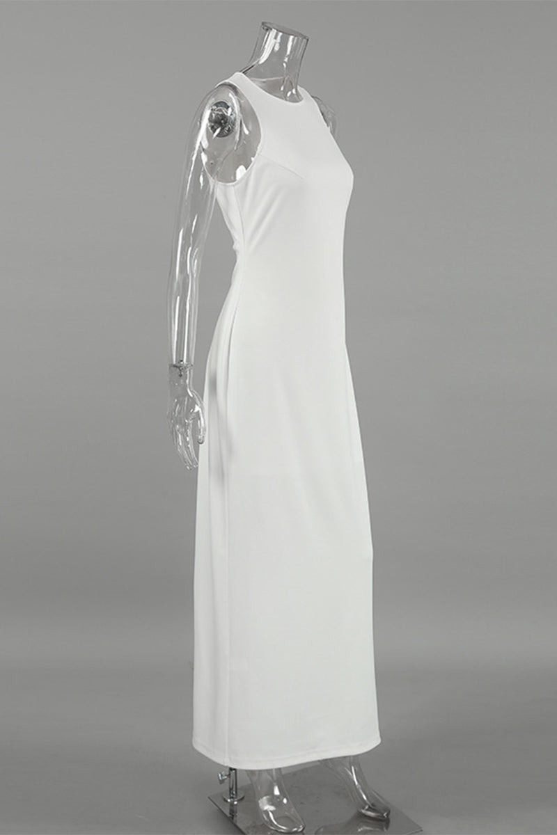 Vestidos casuales diarios sin mangas con cuello redondo