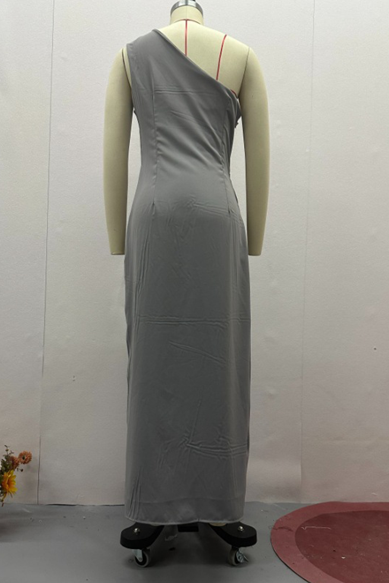 Vestidos largos sexys con hombros caídos, fruncidos e irregulares