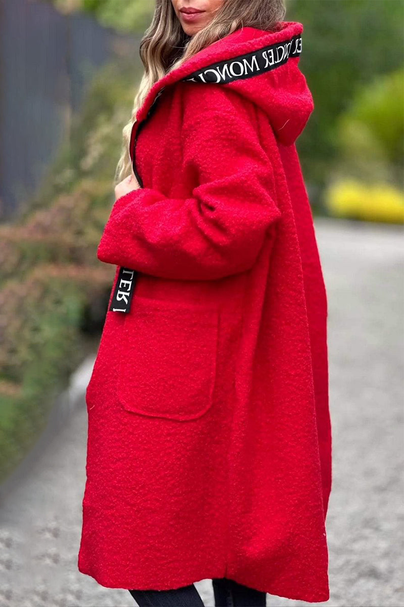 Prendas de abrigo informales con capucha, cremallera y retazos de bolsillo (6 colores)