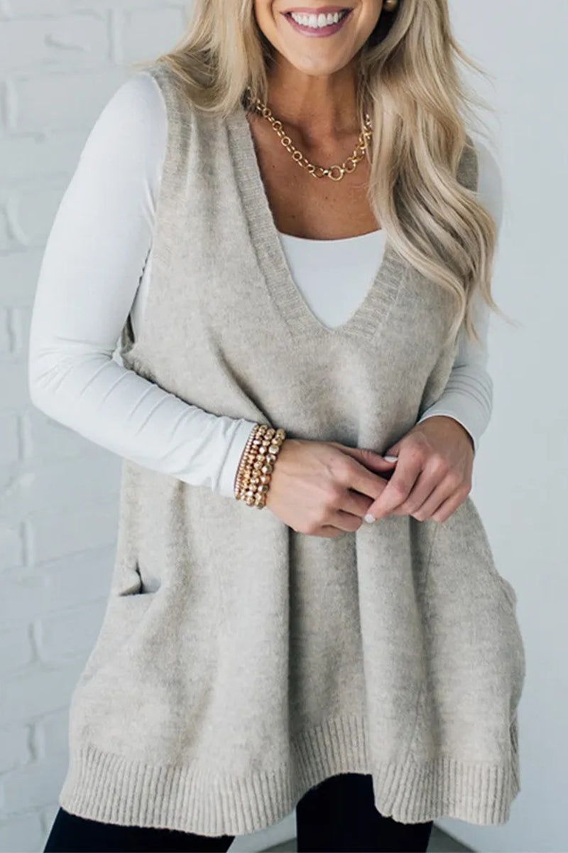 Suéteres casuales de cuello en V con bolsillo para uso diario (5 colores)