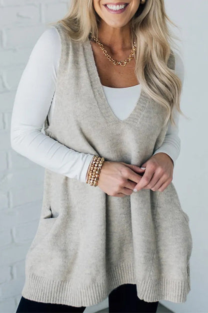 Suéteres casuales de cuello en V con bolsillo para uso diario (5 colores)