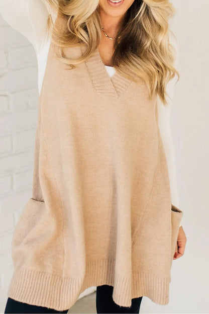 Suéteres casuales de cuello en V con bolsillo para uso diario (5 colores)