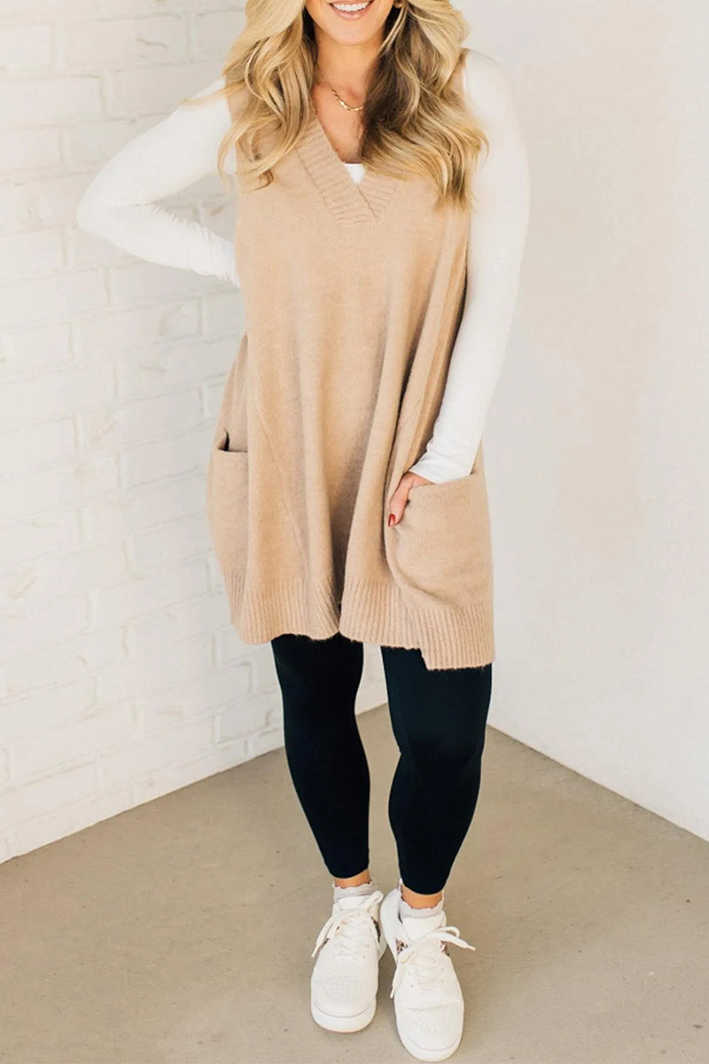 Suéteres casuales de cuello en V con bolsillo para uso diario (5 colores)