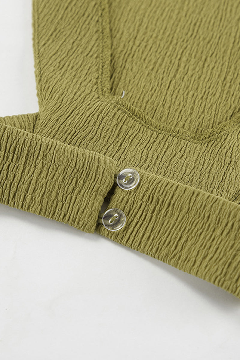 Conjunto de dos piezas con cuello halter, fruncido y sin espalda, sin mangas y estilo Street Daily